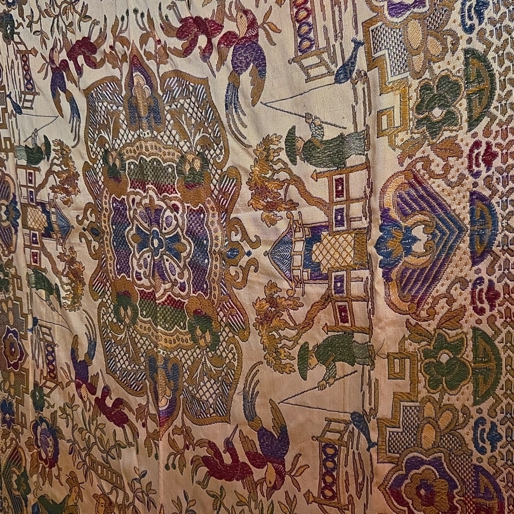 Charming Throw/Table Covering/Decor Fabric with Chinoiserie Details 70"w x 88" l